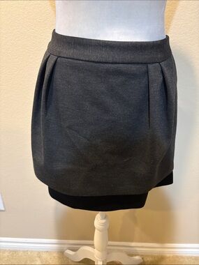 Aqua Charcoal Layered Hem Mini Skirt with Pockets-Size 12